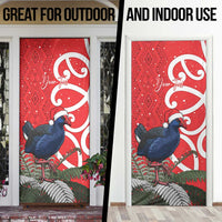 Personalized New Zealand Pukeko Christmas Door Cover Meri Kirihimete Taniko Ponga Koru Red LT14 - Polynesian Pride