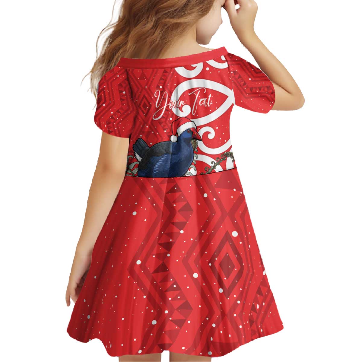 Personalized New Zealand Pukeko Christmas Family Matching Off The Shoulder Long Sleeve Dress and Hawaiian Shirt Meri Kirihimete Taniko Ponga Koru Red LT14 - Polynesian Pride