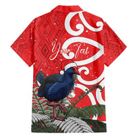 Personalized New Zealand Pukeko Christmas Family Matching Puletasi and Hawaiian Shirt Meri Kirihimete Taniko Ponga Koru Red LT14 - Polynesian Pride