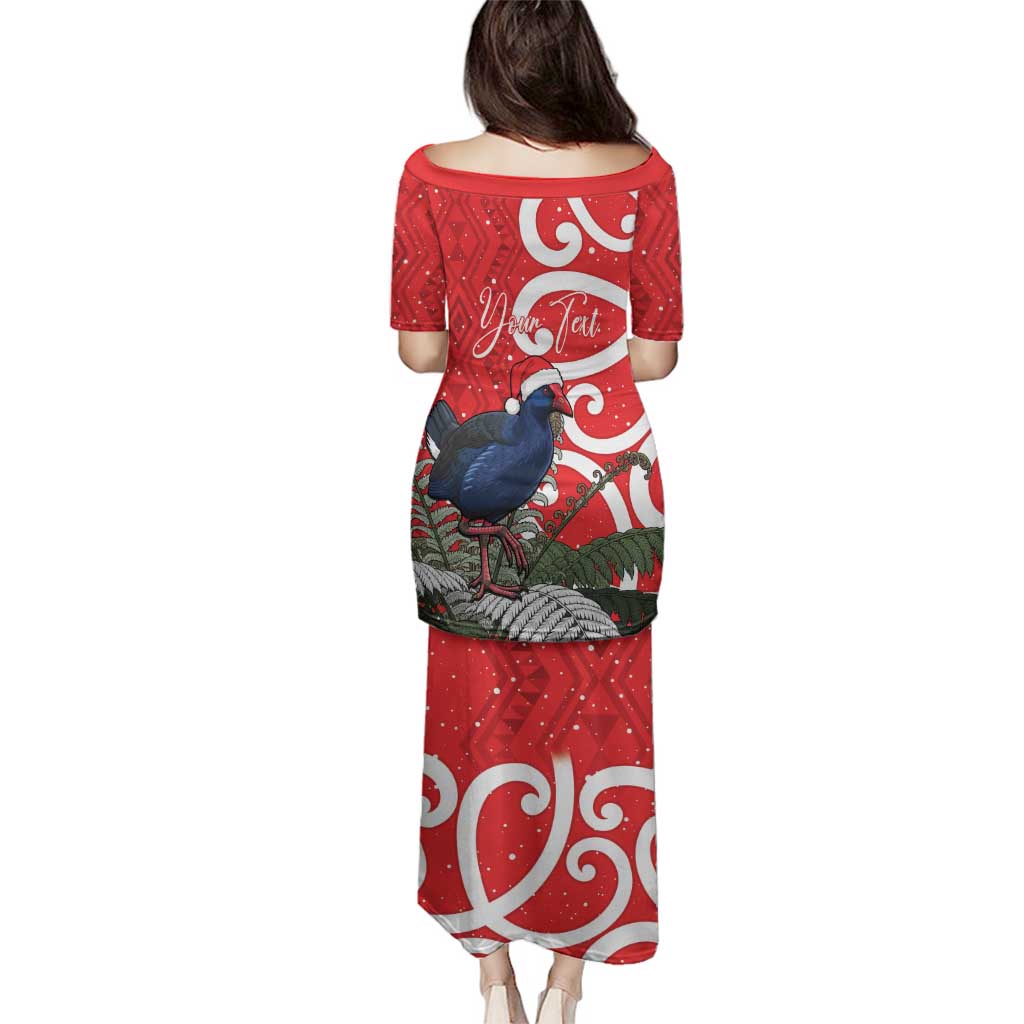 Personalized New Zealand Pukeko Christmas Family Matching Puletasi and Hawaiian Shirt Meri Kirihimete Taniko Ponga Koru Red LT14 - Polynesian Pride
