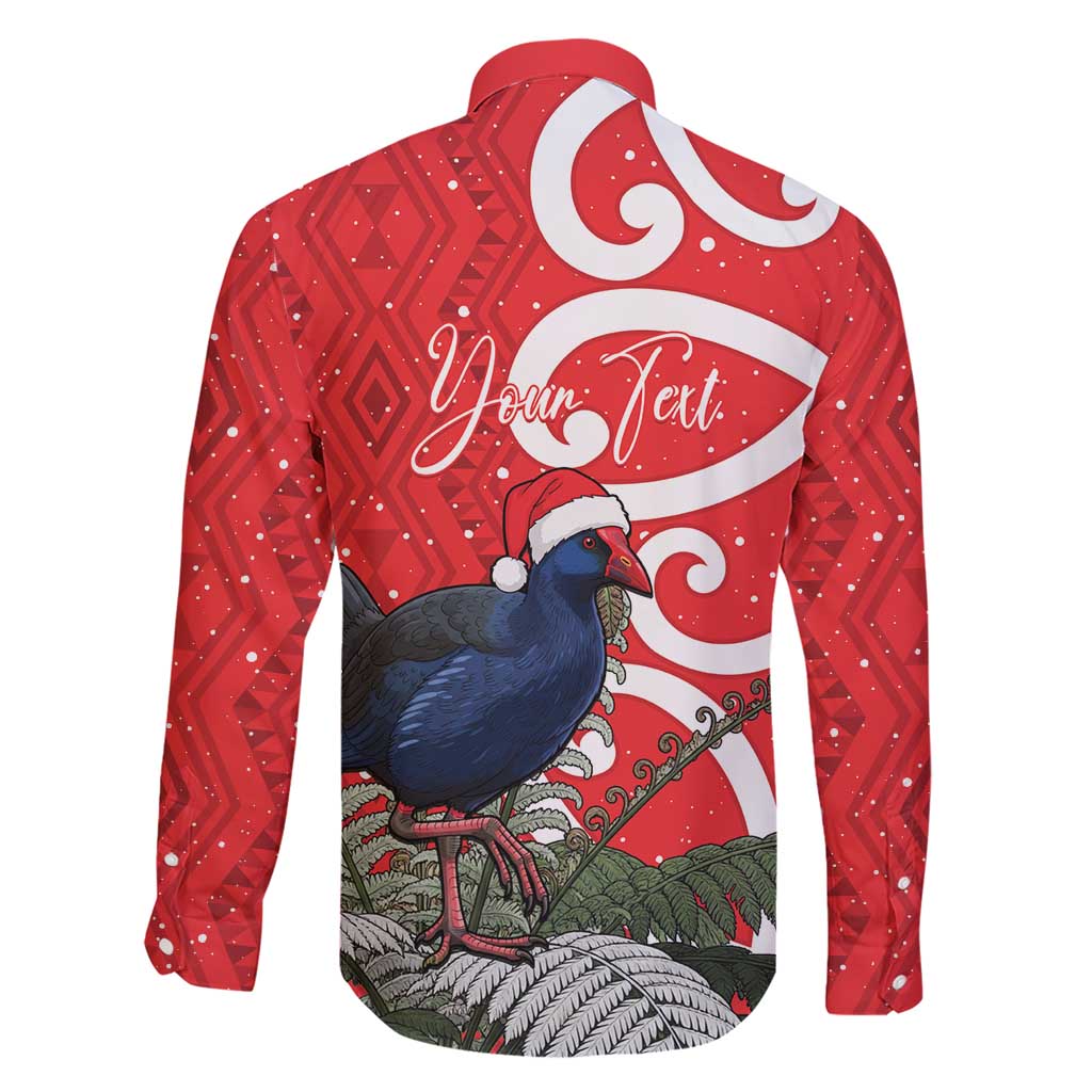 Personalized New Zealand Pukeko Christmas Family Matching Short Sleeve Bodycon Dress and Hawaiian Shirt Meri Kirihimete Taniko Ponga Koru Red LT14 - Polynesian Pride