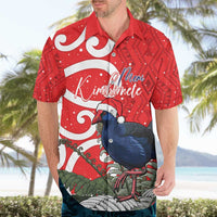 Personalized New Zealand Pukeko Christmas Hawaiian Shirt Meri Kirihimete Taniko Ponga Koru Red LT14 - Polynesian Pride