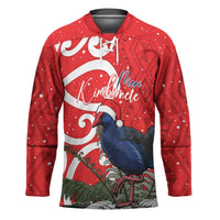 Personalized New Zealand Pukeko Christmas Hockey Jersey Meri Kirihimete Taniko Ponga Koru Red LT14 Unisex Red - Polynesian Pride