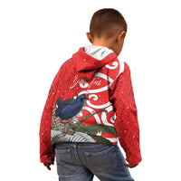 Personalized New Zealand Pukeko Christmas Kid Hoodie Meri Kirihimete Taniko Ponga Koru Red LT14 - Polynesian Pride
