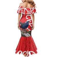 Personalized New Zealand Pukeko Christmas Mermaid Dress Meri Kirihimete Taniko Ponga Koru Red LT14 - Polynesian Pride