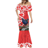 Personalized New Zealand Pukeko Christmas Mermaid Dress Meri Kirihimete Taniko Ponga Koru Red LT14 - Polynesian Pride