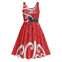 Personalized New Zealand Pukeko Christmas Midi Dress Meri Kirihimete Taniko Ponga Koru Red LT14 Red - Polynesian Pride