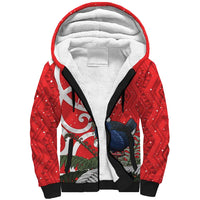 Personalized New Zealand Pukeko Christmas Sherpa Hoodie Meri Kirihimete Taniko Ponga Koru Red LT14 Unisex Red - Polynesian Pride