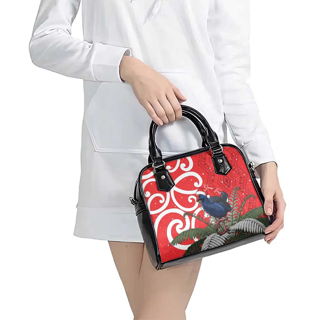 Personalized New Zealand Pukeko Christmas Shoulder Handbag Meri Kirihimete Taniko Ponga Koru Red - Polynesian Pride
