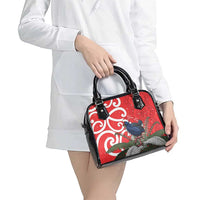 Personalized New Zealand Pukeko Christmas Shoulder Handbag Meri Kirihimete Taniko Ponga Koru Red - Polynesian Pride