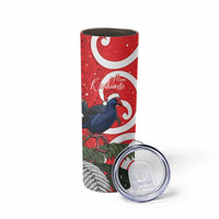 Personalized New Zealand Pukeko Christmas Skinny Tumbler Meri Kirihimete Taniko Ponga Koru Red LT14 - Polynesian Pride