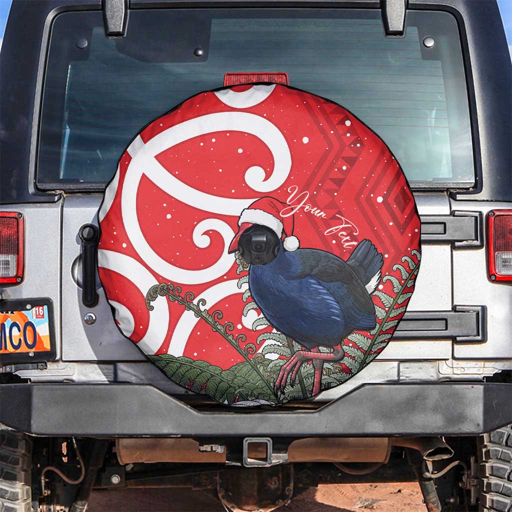 Personalized New Zealand Pukeko Christmas Spare Tire Cover Meri Kirihimete Taniko Ponga Koru Red LT14 Red - Polynesian Pride
