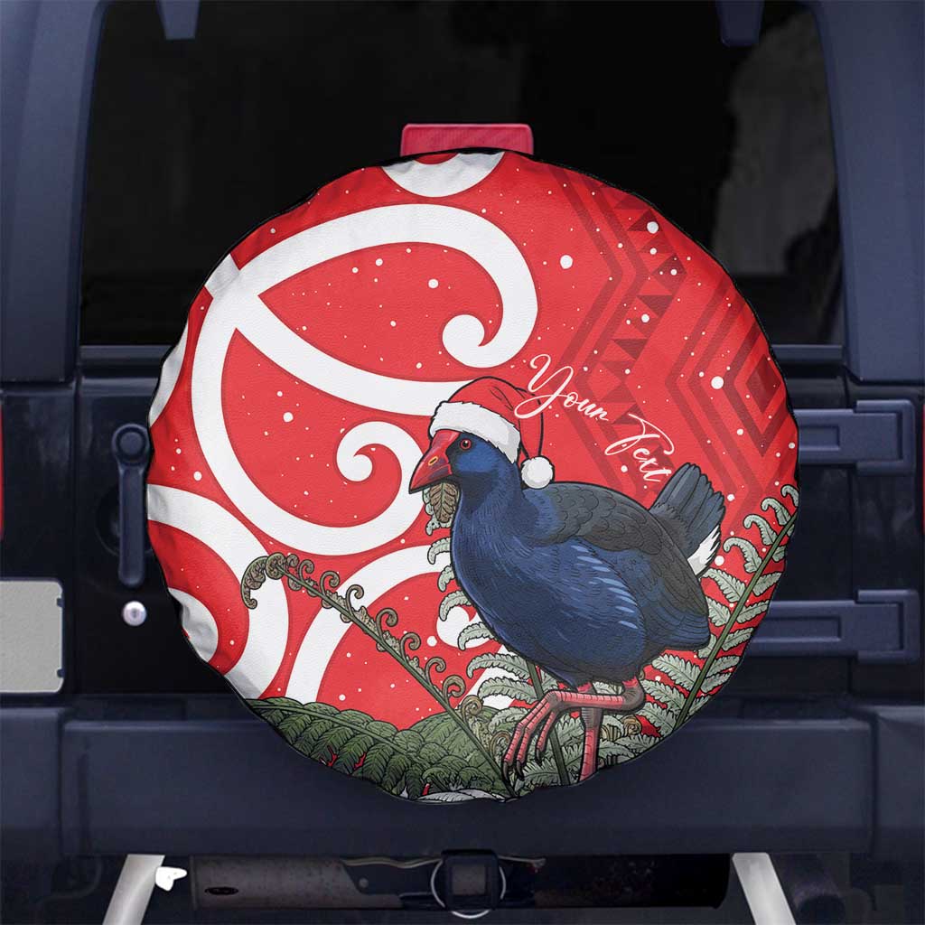 Personalized New Zealand Pukeko Christmas Spare Tire Cover Meri Kirihimete Taniko Ponga Koru Red LT14 No hole Red - Polynesian Pride