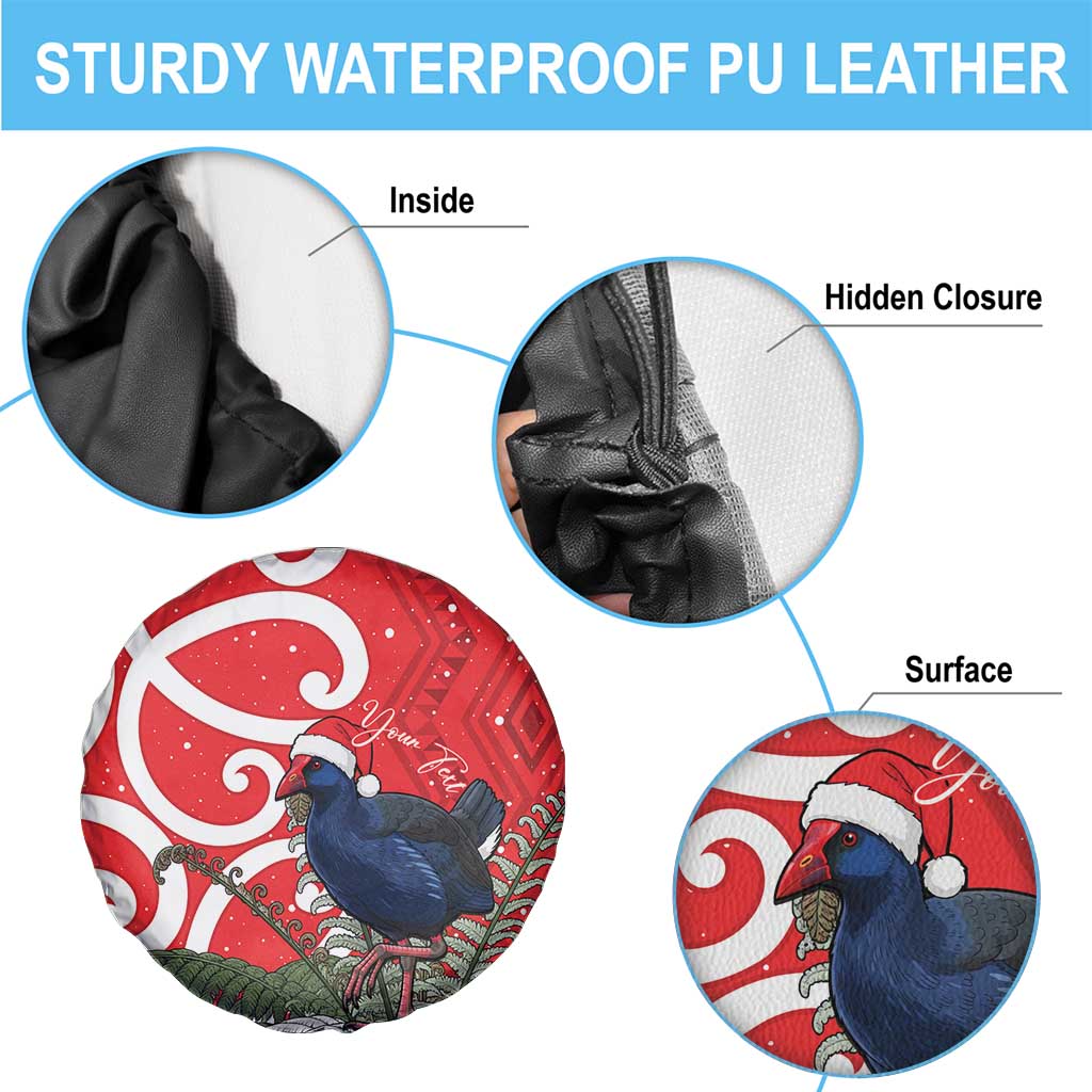 Personalized New Zealand Pukeko Christmas Spare Tire Cover Meri Kirihimete Taniko Ponga Koru Red LT14 - Polynesian Pride