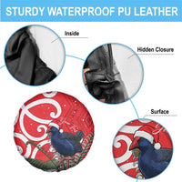 Personalized New Zealand Pukeko Christmas Spare Tire Cover Meri Kirihimete Taniko Ponga Koru Red LT14 - Polynesian Pride