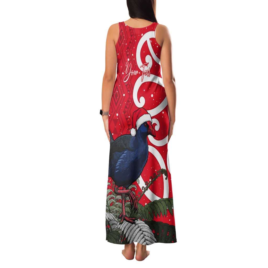 Personalized New Zealand Pukeko Christmas Tank Maxi Dress Meri Kirihimete Taniko Ponga Koru Red LT14 - Polynesian Pride