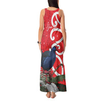 Personalized New Zealand Pukeko Christmas Tank Maxi Dress Meri Kirihimete Taniko Ponga Koru Red LT14 - Polynesian Pride