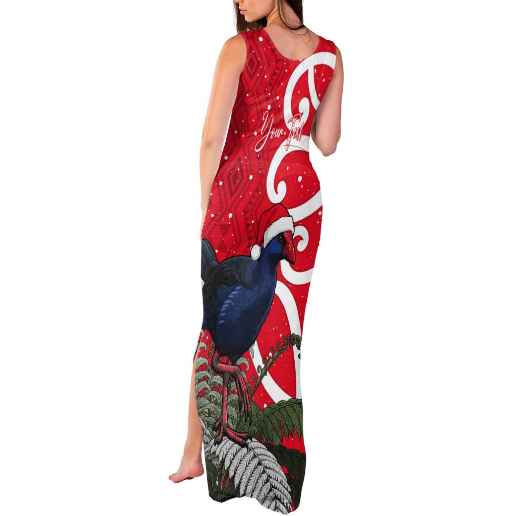Personalized New Zealand Pukeko Christmas Tank Maxi Dress Meri Kirihimete Taniko Ponga Koru Red LT14 - Polynesian Pride