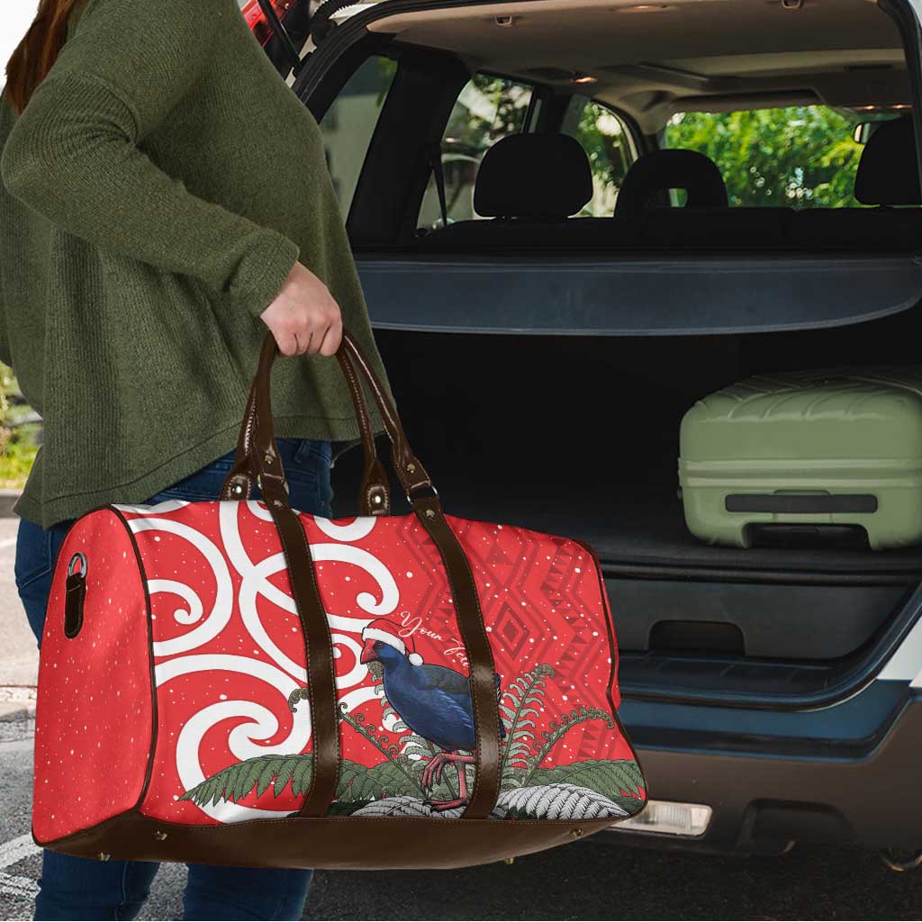 Personalized New Zealand Pukeko Christmas Travel Bag Meri Kirihimete Taniko Ponga Koru Red LT14 - Polynesian Pride