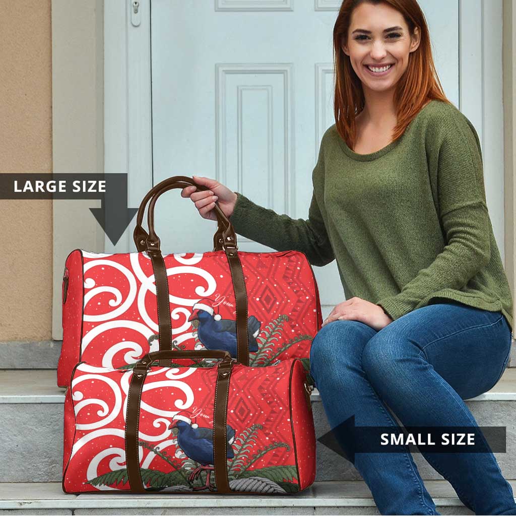 Personalized New Zealand Pukeko Christmas Travel Bag Meri Kirihimete Taniko Ponga Koru Red LT14 - Polynesian Pride