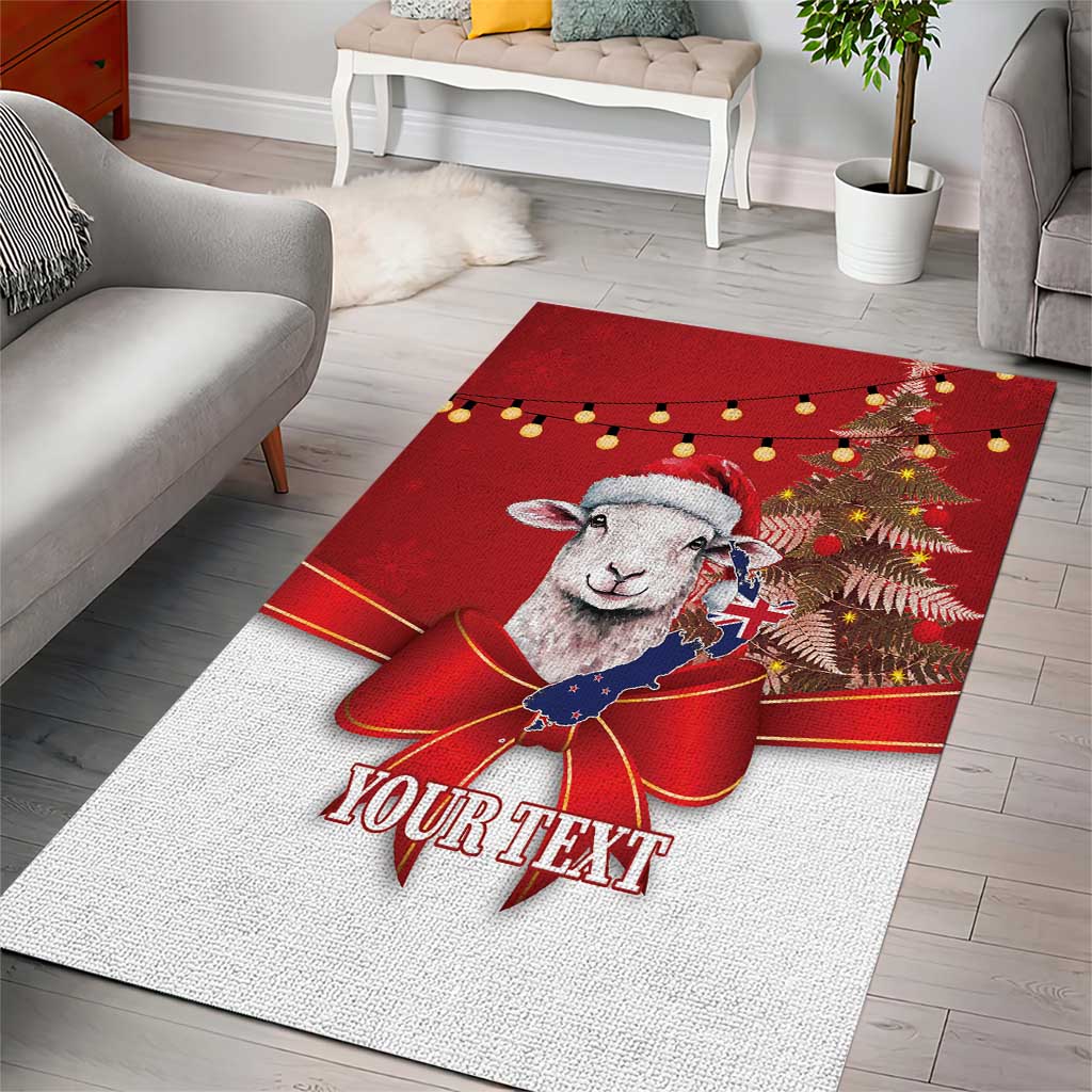 Personalized New Zealand Sheep Christmas Area Rug Hipi Meri Kirihimete Silver Fern Xmas Tree - Polynesian Pride