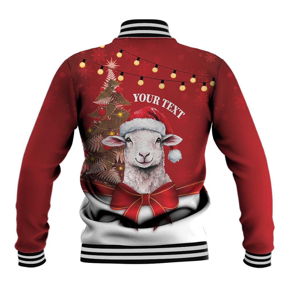 Personalized New Zealand Sheep Christmas Baseball Jacket Hipi Meri Kirihimete Silver Fern Xmas Tree - Polynesian Pride