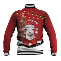 Personalized New Zealand Sheep Christmas Baseball Jacket Hipi Meri Kirihimete Silver Fern Xmas Tree - Polynesian Pride