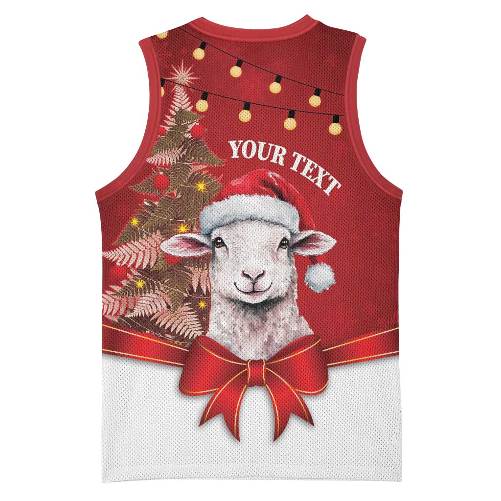 Personalized New Zealand Sheep Christmas Basketball Jersey Hipi Meri Kirihimete Silver Fern Xmas Tree LT14 - Polynesian Pride