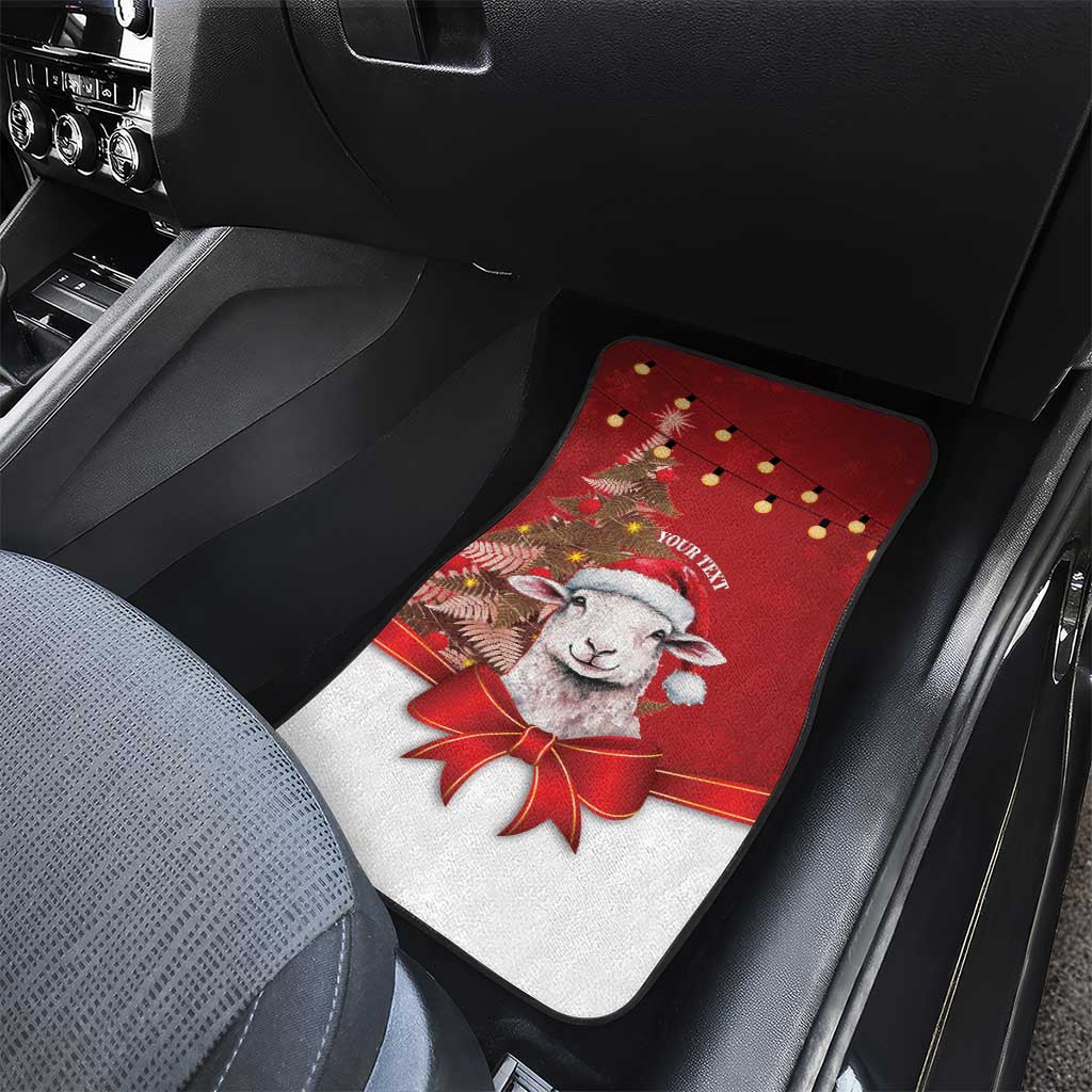 Personalized New Zealand Sheep Christmas Car Mats Hipi Meri Kirihimete Silver Fern Xmas Tree LT14 - Polynesian Pride