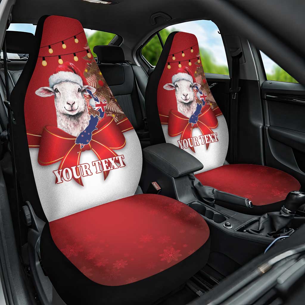 Personalized New Zealand Sheep Christmas Car Seat Cover Hipi Meri Kirihimete Silver Fern Xmas Tree LT14 One Size Red - Polynesian Pride