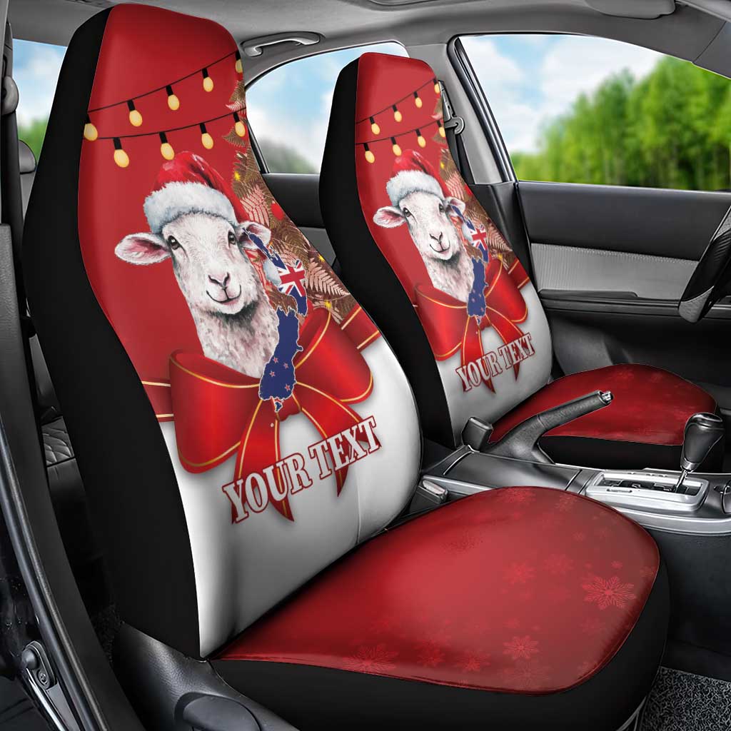 Personalized New Zealand Sheep Christmas Car Seat Cover Hipi Meri Kirihimete Silver Fern Xmas Tree LT14 - Polynesian Pride