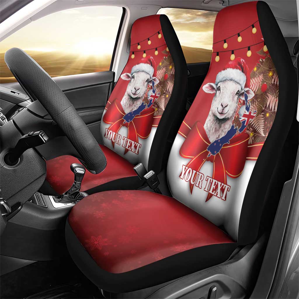 Personalized New Zealand Sheep Christmas Car Seat Cover Hipi Meri Kirihimete Silver Fern Xmas Tree LT14 - Polynesian Pride