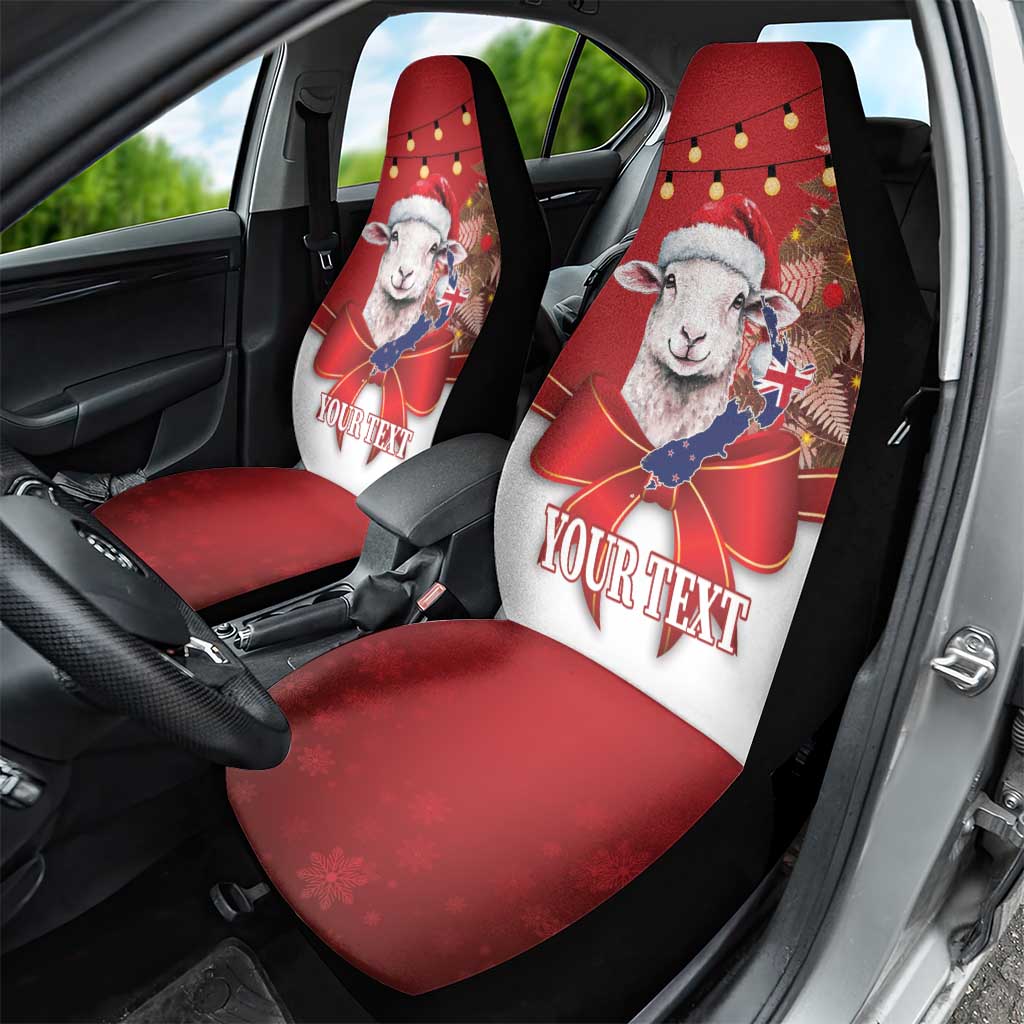 Personalized New Zealand Sheep Christmas Car Seat Cover Hipi Meri Kirihimete Silver Fern Xmas Tree LT14 - Polynesian Pride