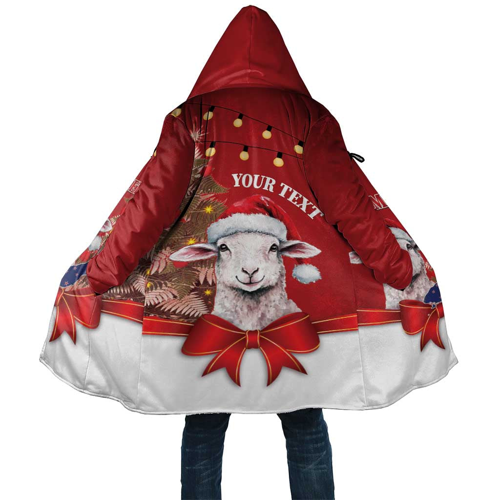 Personalized New Zealand Sheep Christmas Cloak Hipi Meri Kirihimete Silver Fern Xmas Tree LT14 Unisex Red - Polynesian Pride