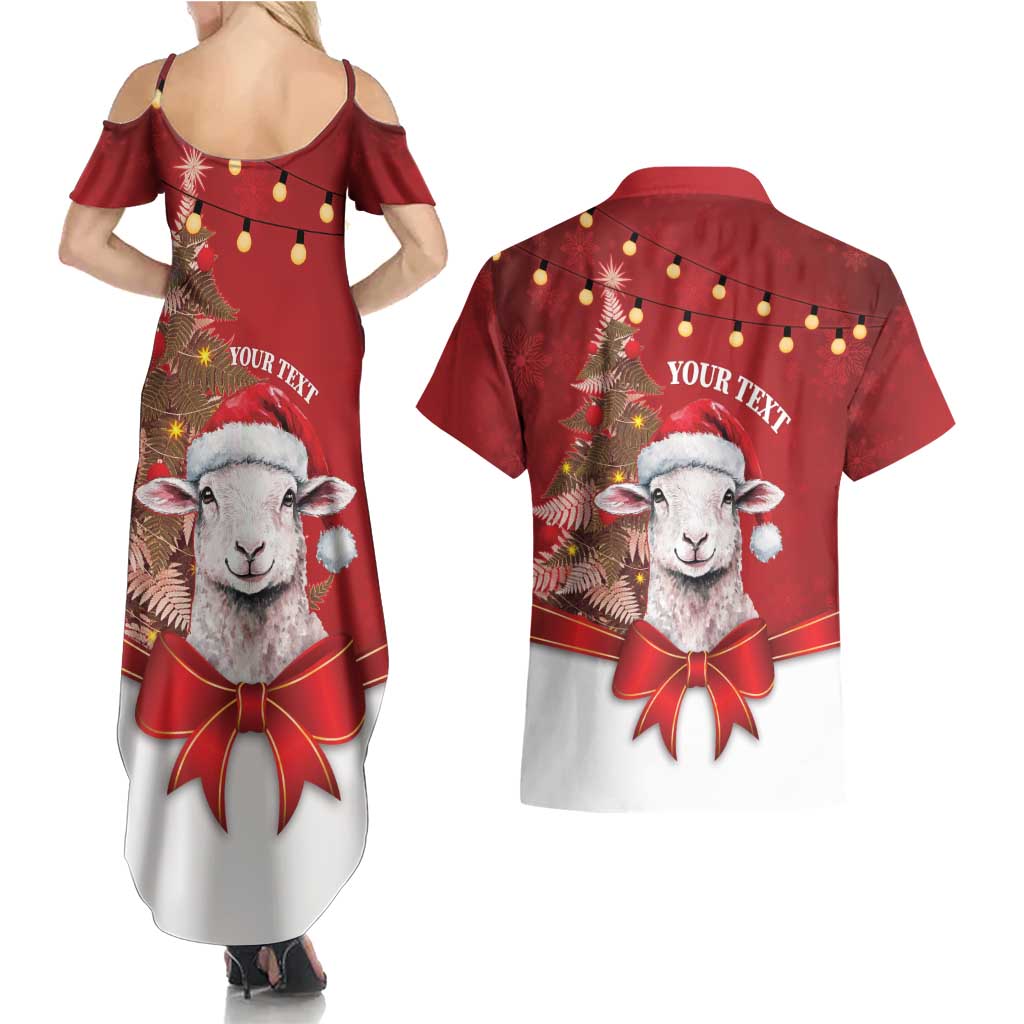 Personalized New Zealand Sheep Christmas Couples Matching Summer Maxi Dress and Hawaiian Shirt Hipi Meri Kirihimete Silver Fern Xmas Tree LT14 - Polynesian Pride