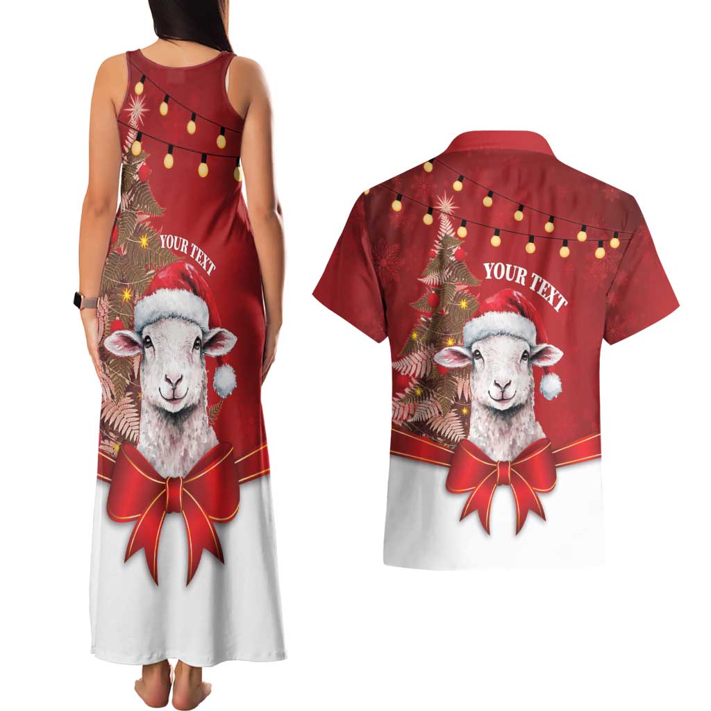 Personalized New Zealand Sheep Christmas Couples Matching Tank Maxi Dress and Hawaiian Shirt Hipi Meri Kirihimete Silver Fern Xmas Tree LT14 - Polynesian Pride