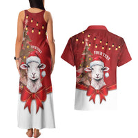 Personalized New Zealand Sheep Christmas Couples Matching Tank Maxi Dress and Hawaiian Shirt Hipi Meri Kirihimete Silver Fern Xmas Tree LT14 - Polynesian Pride