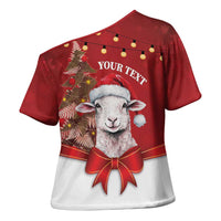 Personalized New Zealand Sheep Christmas Cross Shoulder Shirt Hipi Meri Kirihimete Silver Fern Xmas Tree LT14 - Polynesian Pride