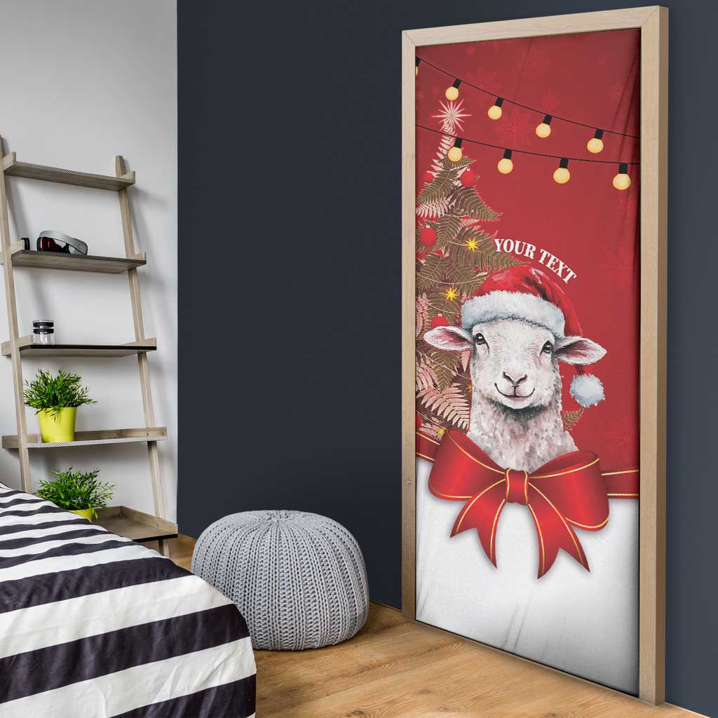 Personalized New Zealand Sheep Christmas Door Cover Hipi Meri Kirihimete Silver Fern Xmas Tree LT14 - Polynesian Pride