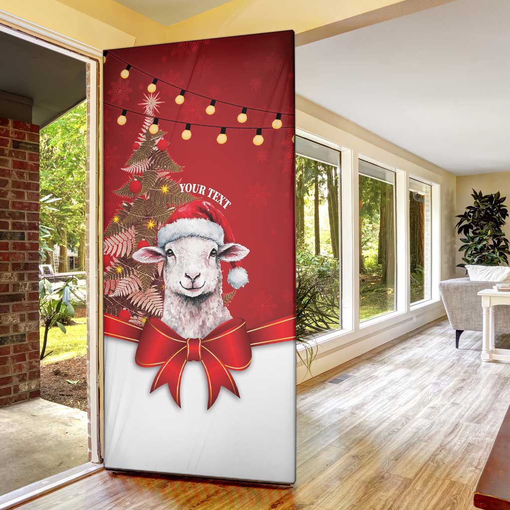 Personalized New Zealand Sheep Christmas Door Cover Hipi Meri Kirihimete Silver Fern Xmas Tree LT14 - Polynesian Pride