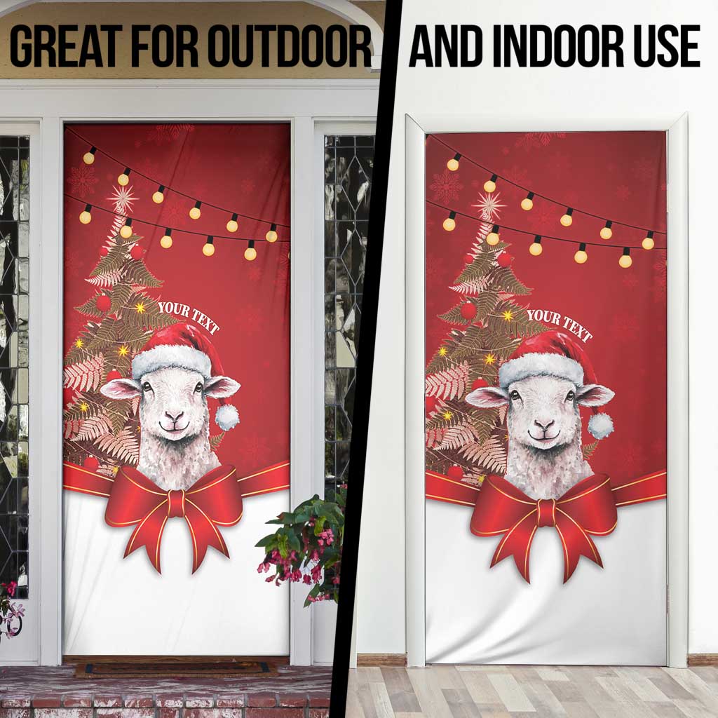 Personalized New Zealand Sheep Christmas Door Cover Hipi Meri Kirihimete Silver Fern Xmas Tree LT14 - Polynesian Pride