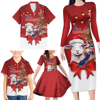Personalized New Zealand Sheep Christmas Family Matching Long Sleeve Bodycon Dress and Hawaiian Shirt Hipi Meri Kirihimete Silver Fern Xmas Tree LT14 - Polynesian Pride