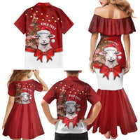 Personalized New Zealand Sheep Christmas Family Matching Mermaid Dress and Hawaiian Shirt Hipi Meri Kirihimete Silver Fern Xmas Tree LT14 - Polynesian Pride