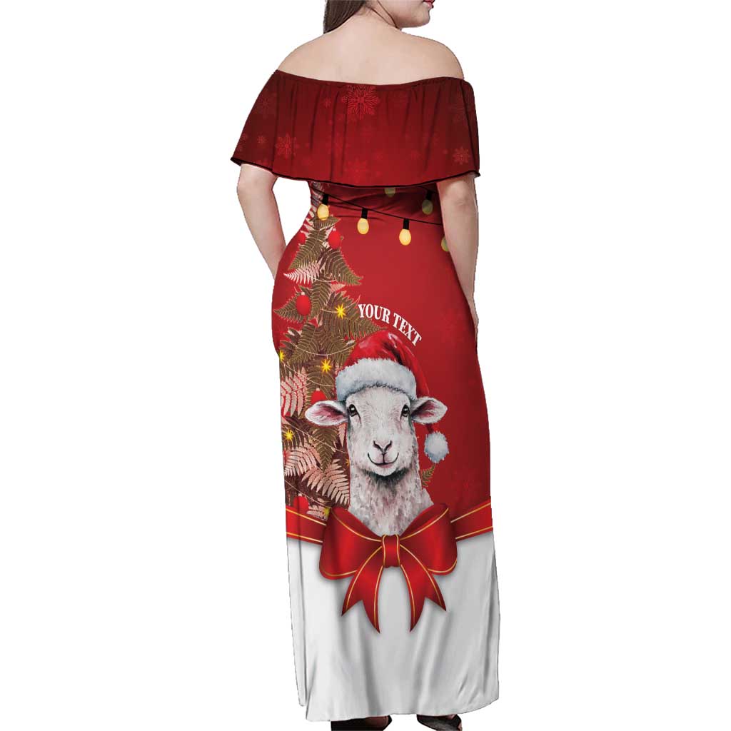 Personalized New Zealand Sheep Christmas Family Matching Off Shoulder Maxi Dress and Hawaiian Shirt Hipi Meri Kirihimete Silver Fern Xmas Tree LT14 - Polynesian Pride