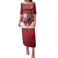 Personalized New Zealand Sheep Christmas Family Matching Puletasi and Hawaiian Shirt Hipi Meri Kirihimete Silver Fern Xmas Tree LT14 Mom's Dress Red - Polynesian Pride