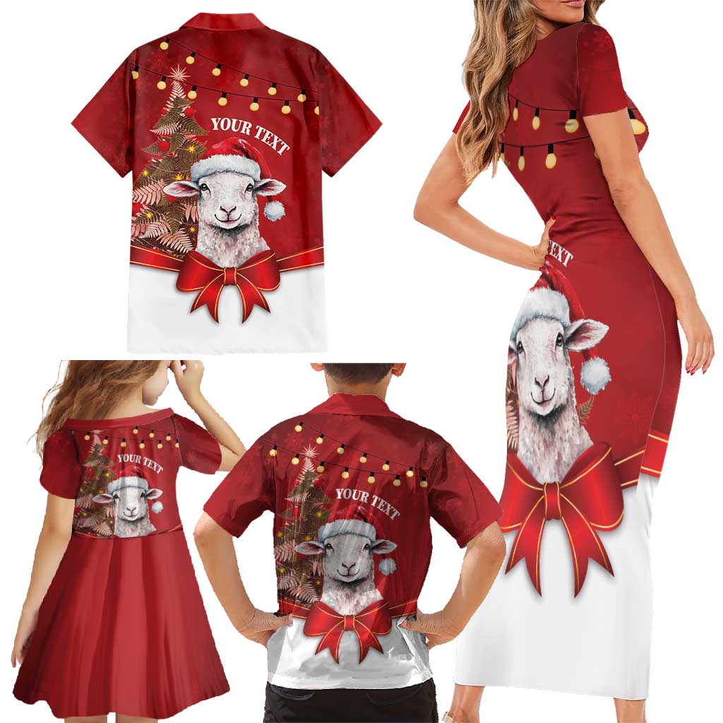 Personalized New Zealand Sheep Christmas Family Matching Short Sleeve Bodycon Dress and Hawaiian Shirt Hipi Meri Kirihimete Silver Fern Xmas Tree LT14 - Polynesian Pride