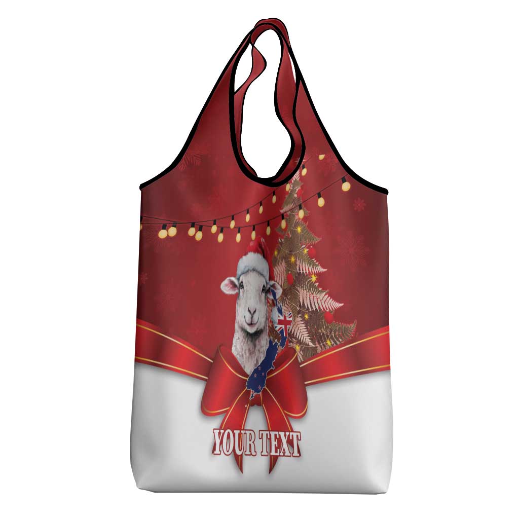 Personalized New Zealand Sheep Christmas Grocery Bag Hipi Meri Kirihimete Silver Fern Xmas Tree LT14 - Polynesian Pride