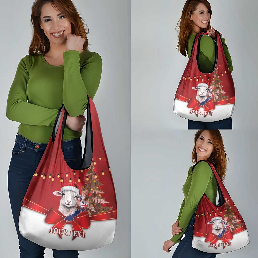 Personalized New Zealand Sheep Christmas Grocery Bag Hipi Meri Kirihimete Silver Fern Xmas Tree LT14 - Polynesian Pride