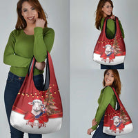 Personalized New Zealand Sheep Christmas Grocery Bag Hipi Meri Kirihimete Silver Fern Xmas Tree LT14 - Polynesian Pride