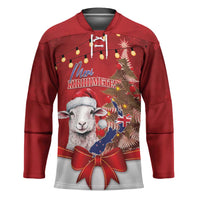 Personalized New Zealand Sheep Christmas Hockey Jersey Hipi Meri Kirihimete Silver Fern Xmas Tree LT14 Unisex Red - Polynesian Pride